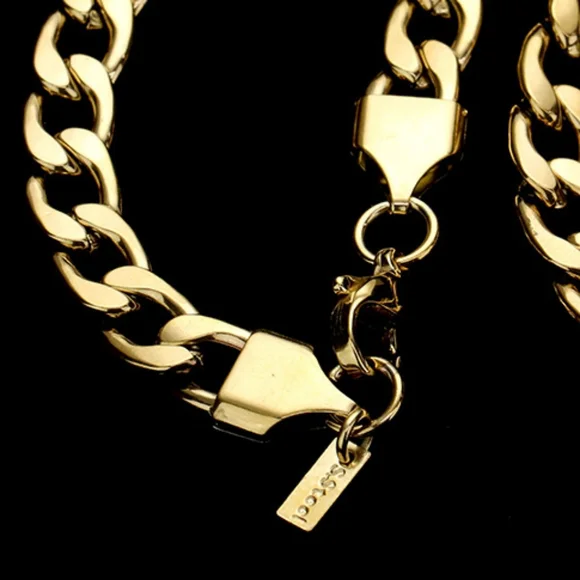 Simple Gold Metal Curb Link Necklace Chain 20 Inch Mens Woman Unisex Jewelry - Picture 6 of 8
